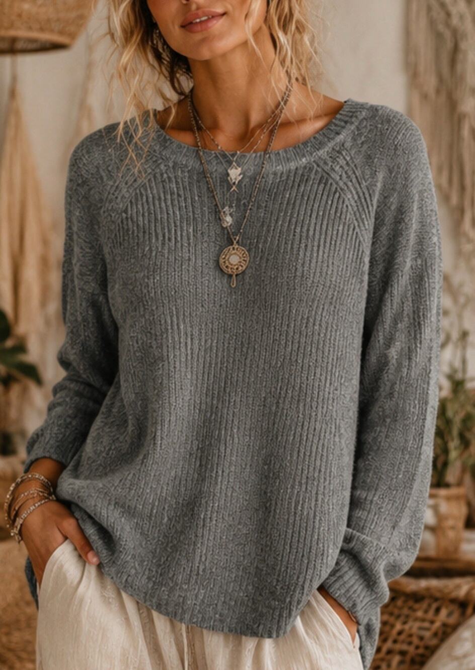 J.Crew 100% Wool Knit Sweater Leather Elbow Patches Gray Academia Preppy M Boho
